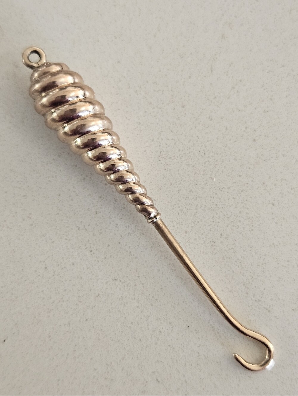 Antique Victorian Solid 14k Rose Gold Button Hook Chatelaine Charm Pendant